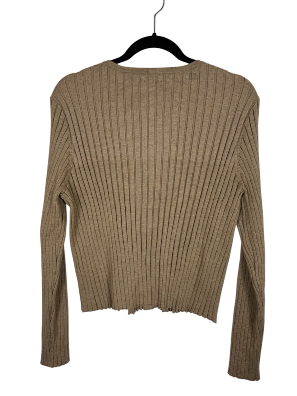 Quince Women's Eco-Knit Cropped Rib Cardigan Warm Taupe Sz XL - Picture 6 of 6